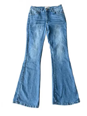 Vipones Women's Denim Jeans Size 8 Flare Bell Bottom Faded Streetwear Urban City thumbnail 2