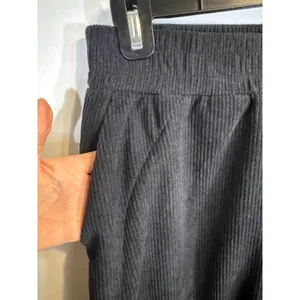 Halara Black Corduroy Elastic Waist Wide Leg Lounge‎ Pants Small NWT thumbnail 5