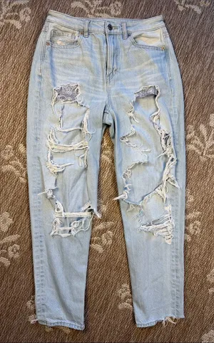 American Eagle Outfitters Light Wash Distressed Boyfriend Jeans thumbnail 1