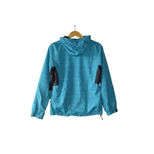 New Balance Windbreaker Jacket Women S Teal Blue Striped Hooded Full Zip Exc thumbnail 6