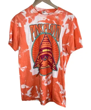 Pink Floyd Orange Tie-Dye Retro Graphic Tee Gildan Softstyle Ring Spun unisex M thumbnail 1