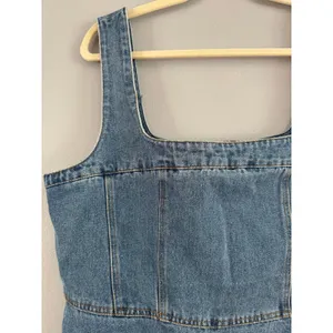 NWT Lulus So Delighted Medium Wash Denim Corset Seam Mini Dress Size XL thumbnail 5