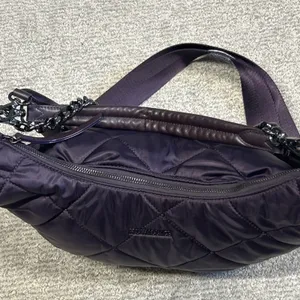 MZ WALLACE Quilted Madison Nylon Shoulder Hand Bag Crossbody Dark Purple Purse thumbnail 7