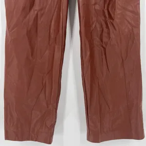 House Of Harlow Size 2 Brown Faux Leather Tapered Leg Pants‎ Pleated Trousers thumbnail 3