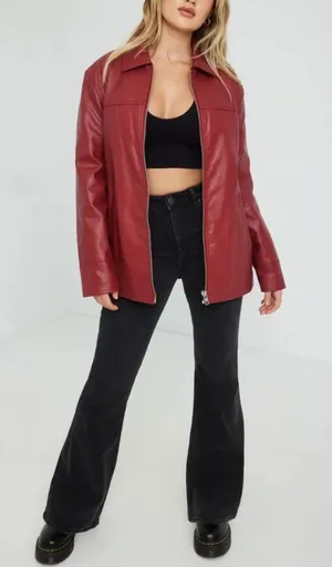 Garage Red Faux Leather Jacket thumbnail 1