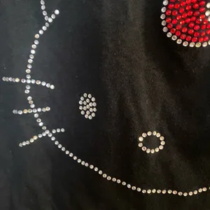 Hello Kitty Womens Black T Shirt S Small Face Head Jeweled Jewels Red Silver thumbnail 3