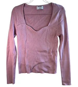 Old Navy Sweetheart Fit Ribbed Sweater Pink Knit L/S L Coquette Balletcore Y2K‎ thumbnail 1