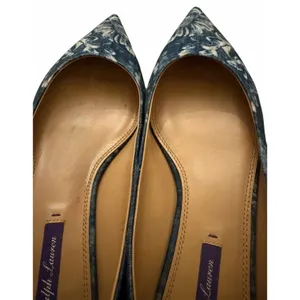 Ralph Lauren Purple Label Woven Denim Floral Women’s Point Toe Flat SZ 39.5 9.5 thumbnail 9