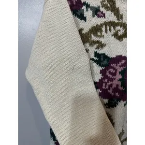 Vintage Floral Sweater Womens Medium Roses Vneck Cottage Core Teacher Heavy Knit thumbnail 2
