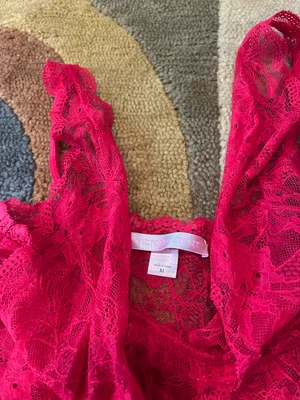 Victoria’s Secret Red Lace Nightgown Dress Slip Lingerie Drees Sheer Size Medium thumbnail 3