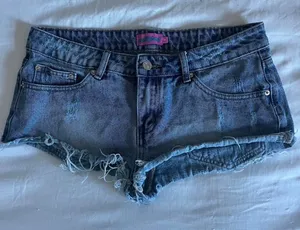Edikted blue denim shorts frayed bottom size medium thumbnail 1