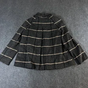 Zara Basic Womens Grey Plaid Wool Blend Swing Coat Jacket Size S Pleated Back thumbnail 2