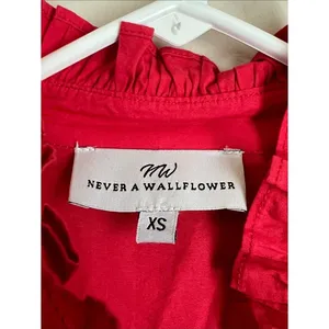 Anthropologie NEVER A WALLFLOWER High Ruffle Collar Poplin Mini Dress Pink Sz XS thumbnail 2