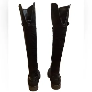 Suede over the knee boots. Black. Size 8 thumbnail 4