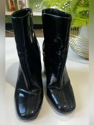 Vince Camuto Black Patent Square Toe Ankle Booties thumbnail 5