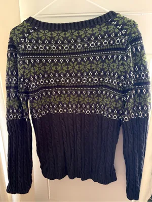 Tommy Hilfiger Sweater Womens Gray Green White Cable Knit Size XL thumbnail 3
