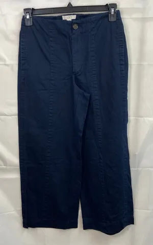 LOFT women's navy blue seamed cotton linen wide leg casual high waisted pants 2‎ thumbnail 1