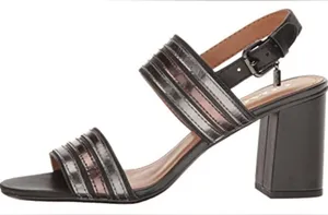 Coach‎ Princeton heeled sandals metallic leather size 7.5 thumbnail 1