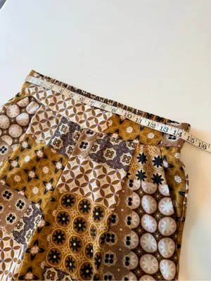 Drew mixed media print silky wide leg pants, pull up, pockets, highwaisted, sz S thumbnail 4