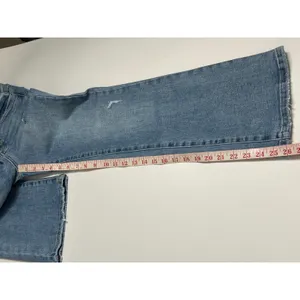 Risen Button Fly Cropped Flare Jeans Size 25 Distressed Light Wash Denim thumbnail 9