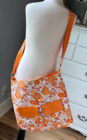 SASHA Handbags NY Large Tote Shoulder Overnight Orange White Floral Purse Womens thumbnail 1