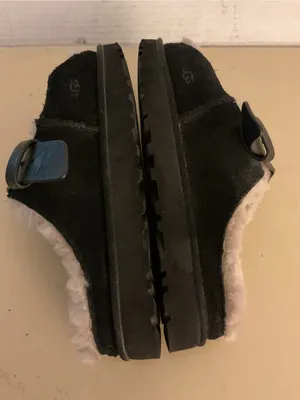 UGG women black suede leather sheepskin platform greenpoint sandals 6.5 thumbnail 7