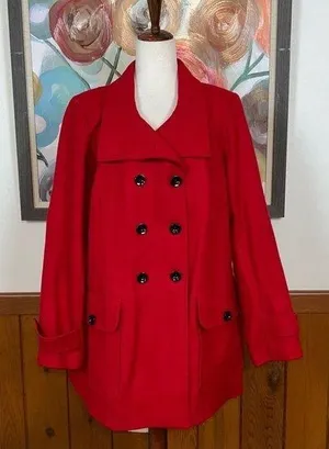 Beautiful New Roz & Ali Red Wool Coat! thumbnail 1