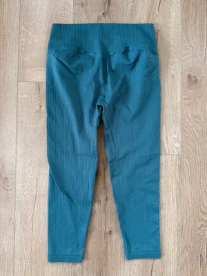 Aim’n Ribbed High-Waisted Capri Leggings Teal Blue XL thumbnail 2