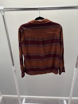 Carhartt Rugged Women’s Flex Maroon, Brown, and Gray Striped Flannel Shirt thumbnail 5