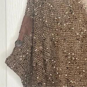 Ultimate Crochet Knit Sweater Top Size S Brown Artsy Natural Earthy thumbnail 4