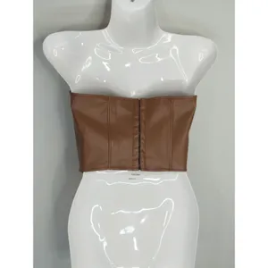 Zara Brown Corset Faux Leather Bustier Tube Chic‎ Women's Small Coastal Cowgirl thumbnail 4