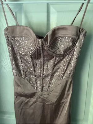 Oh Polly Moonstruck satin mini dress corset-style bodice rhinestone women size 0 thumbnail 3