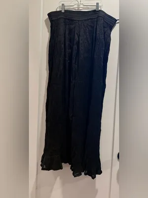 Black Crinkle‎ Wide-Leg Palazzo FlowlyPants Size Small thumbnail 4