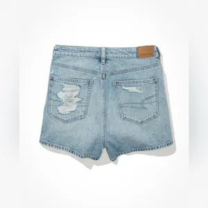 AMERICAN EAGLE High Rise Distressed Denim Mom Shorts Comfort Stretch Size 00 thumbnail 10