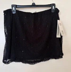 Black Sequin Crochet Mini Skirt Size L thumbnail 1