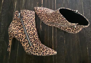 Nine West Leopard Women's Heeled Ankle Boots Women's Size 8.5 thumbnail 1