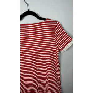 J. Crew Small Dress Womens 100% Cotton‎ Striped Red White Lace Short Sleeve thumbnail 7