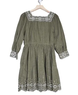 MADEWELL Womens S Embroidered Square Neck Corduroy Minidress NEW thumbnail 3