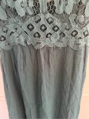 Free People FP One Adella Slip Dress XS Green Crochet Lace Boho Mini‎ thumbnail 2