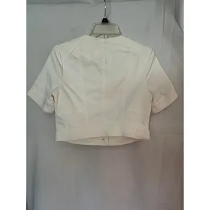 Cache White Cotton Blend Front Button Short Jacket Top Lined Side Tab NWT $118 thumbnail 8