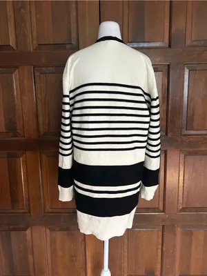Lovers and Friends Aurora Striped Sweater Dress Black White Women's Size XS thumbnail 5