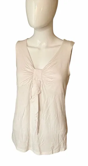 Sleeveless V-Neck Tie-Front Tank Top - Cream thumbnail 1