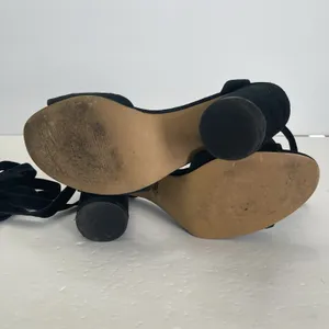 Steve Madden Clary Black Suede Sandals‎ Tie Ankle Strap Heel Womens 9.5 thumbnail 10