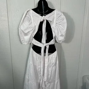 Bardot White High Low Puff Sleeve Dress Size 8 NWT thumbnail 5