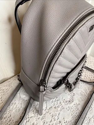 RARE Victoria's Secret Gray Quilted Mini Backpack with Chain Accent thumbnail 4