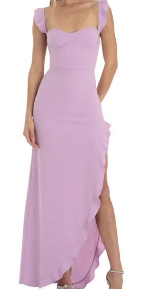 Lucky in The Sky Lilac Ruffled Strap Dress thumbnail 1