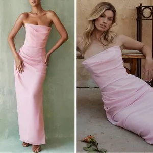 NWOT HOUSE OF CB Adrienne Strapless Maxi Gown Dress in Pink Size XL a-c cup thumbnail 2