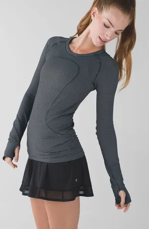 Lululemon Swiftly Tech Long Sleeve Crew Tempo Stripe Black White thumbnail 1