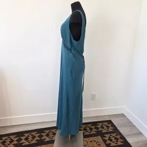 Turquoise Aqua Maxi Babydoll Dress Sheer Mesh Lace Sleeveless Formal Dinner XL thumbnail 5