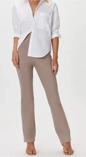 Quince Ultra Stretch Straight-Leg Ponte High-Rise Pants in Taupe Sz S Morel Grey thumbnail 1